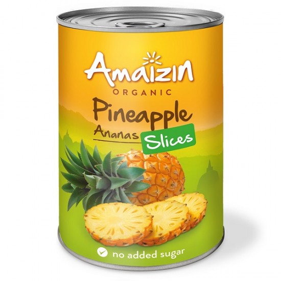 Bio Ananas rondele "fara zahar" 400 ml Amaizin Bio Ananas rondele "fara zahar" 400 ml Amaizin