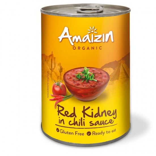 Bio Fasole rosie Kidney in sos de chilli si tomate la conserva 400g ,,fara gluten'' Amaizin