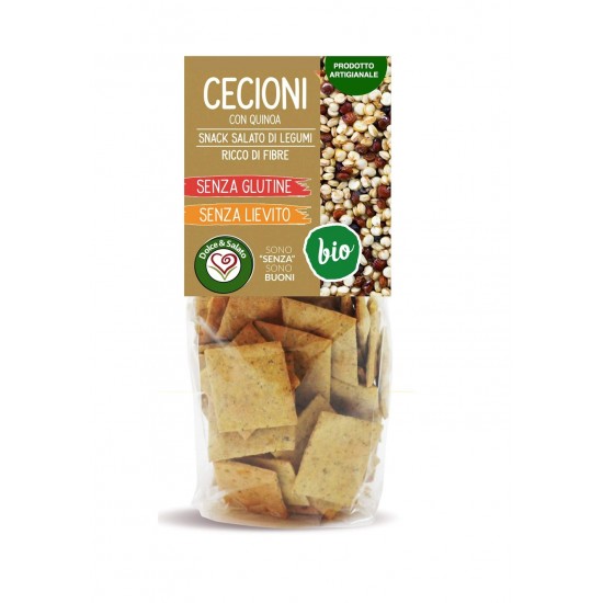 Bio Snacks-uri din leguminoase cu quinoa tricolora, fara gluten, fara drojdie, 200g Biscottificio Vaiani