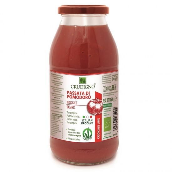 Bio PASSATA din pulpa de rosii fara adaos de zahar sau sare, 100% rosii prospete 500g Crudigno