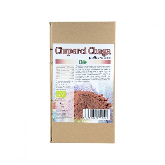 Bio Ciuperci Chaga ,,Ciuperca de mesteacan '' pulbere 125g