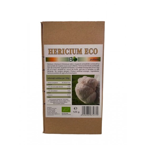 Bio Hericium, ciuperca coama leului pulbere 125g