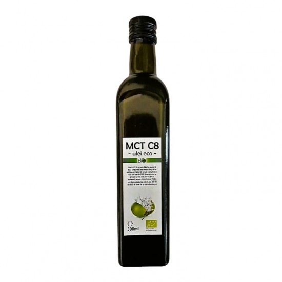 Bio Ulei de cocos MCT C8 presat la rece 500ml ,,trigliceride cu lant mediu'' Bio Ulei de cocos MCT C8 presat la rece 500ml ,,trigliceride cu lant mediu''