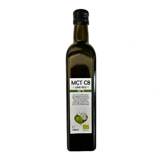 Bio Ulei de cocos MCT C8 presat la rece 500ml ,,trigliceride cu lant mediu'' 