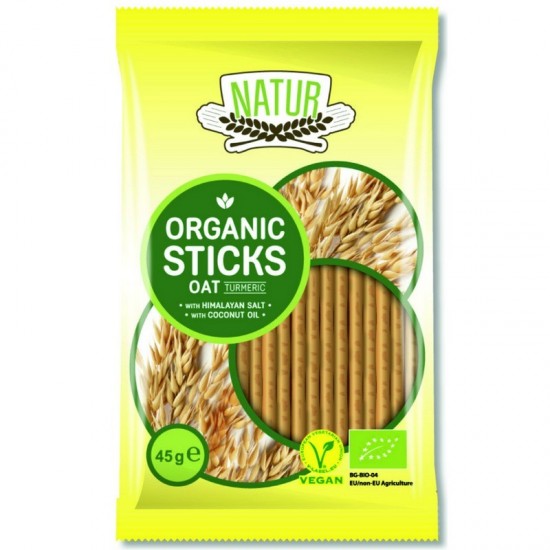 Bio Sticksuri Vegane din ovaz cu turmeric 45g Natur