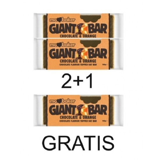 PROMO 2+1 Baton din ovaz cu ciocolata belgiana si portocale 100g MA BAKER