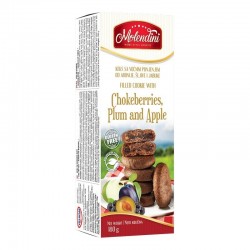 Biscuiti cu umplutura de aronia, prune si mere FARA GLUTEN, FARA ZAHAR adaugat, 180g Molendini Biscuiti cu umplutura de aronia, prune si mere FARA GLUTEN, FARA ZAHAR adaugat, 180g Molendini