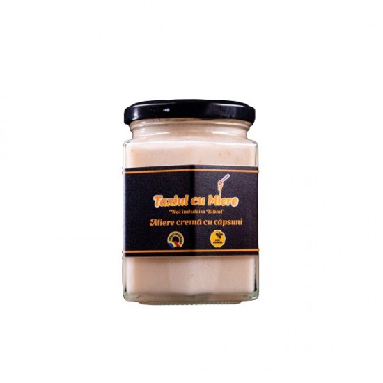 Miere crema cu capsuni liofilizate 350g Miere crema cu capsuni liofilizate 350g