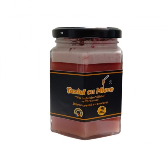 Miere crema cu zmeura liofilizata 350g Miere crema cu zmeura liofilizata 350g