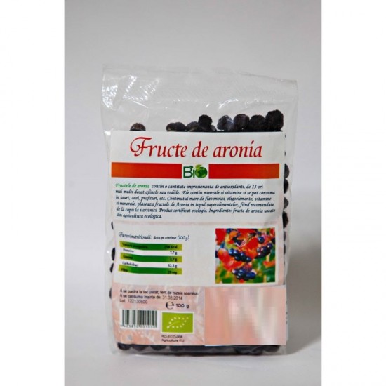 Bio fructe de aronia deshidratate, fara zahar 100g