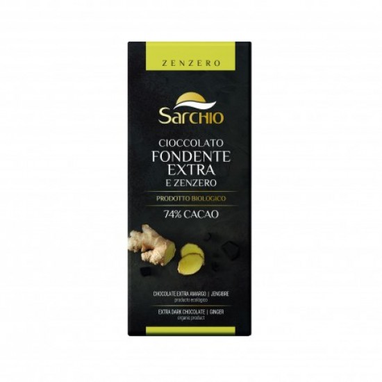 Bio Ciocolata neagra extra cu ghimbir 80g ( min 74% cacao) ,,Fara Gluten'' Sarchio Italia Bio Ciocolata neagra extra cu ghimbir 80g ( min 74% cacao) ,,Fara Gluten'' Sarchio Italia