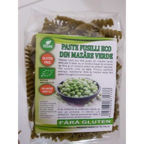 Bio Fusilli din mazare verde 250g ,,fara gluten'' 