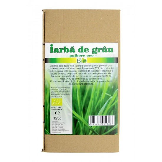 Bio iarba de grau pulbere 125g