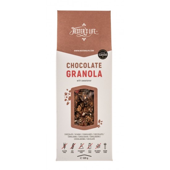 Granola cu ciocolată neagra 320g ,,fără zahar, fără gluten” 