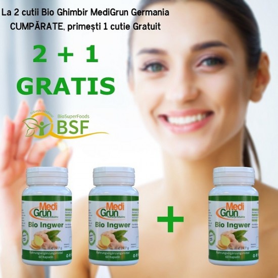 PROMO: 2+1 Bio Ghimbir extract 60 cps MediGrun Germania PROMO: 2+1 Bio Ghimbir extract 60 cps MediGrun Germania